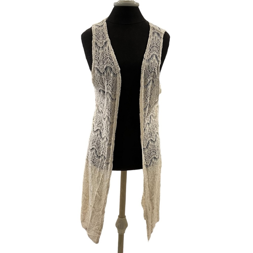 Vintage Jody California Ivory Lace Duster Vest Small